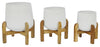 Sagebrook Home 16196-01 Set of 3 Metal 9"/10"/12" Planter with Wood Stand, White