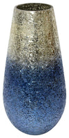 Sagebrook Home 15504-02 12" Crackled Vase, Silver Blue Ombre