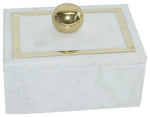 Sagebrook Home 16407-01 Marble, 7"x5" Rectangular Box - Knob, White