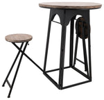 Sagebrook Home 16347 Metal/Wood, 41" Table with Folding Chairs, Brown