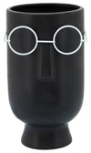 Sagebrook Home 15825-05 9" Face with Glasses Vase, Black
