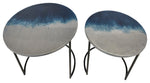 Sagebrook Home 15219-01 Metal, Set of 2 22/24" Round Side Tables, Ombre Blue