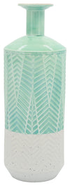 Sagebrook Home 16761-02 Metal, 18" 2-Tone Tribal Vase, Green/White