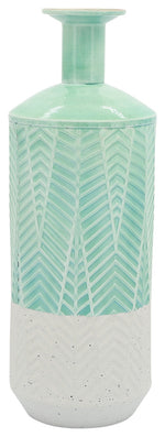 Sagebrook Home 16761-02 Metal, 18" 2-Tone Tribal Vase, Green/White