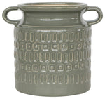 Sagebrook Home 15850-06 Ceramic 7" Jar With  Handles, Olive