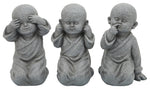 Sagebrook Home 16245 Resin, Set of 3 10" Baby Monks, Gray