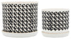 Sagebrook Home 16276-01 Set of 2 6/8" Houndstooth Planter With Saucer Beige