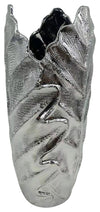 Sagebrook Home 13036-05 Ceramic, 16" Scratched Leaf Vase, Silver