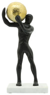 Sagebrook Home 16257-03 Metal 14" Man Ball On Shoulder, Black/Gold