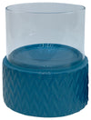 Sagebrook Home 16771-07 Turq Ceramic /Glass 6" Pillar Holder, Chevron
