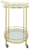 Sagebrook Home 16515 Metal 32" Round 2-Layered Bar Cart, Gold