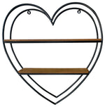 Sagebrook Home 16068-01 Metal/Wood 20" Heart Shaped Wall Shelf, Brown