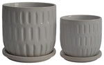 Sagebrook Home 14771-15 Ceramic Set of 2 5"/6" Textured Planter With Saucer