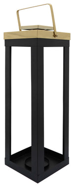 Sagebrook Home 15646-01 23" Metal Lantern With  Gold Handles, Black
