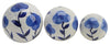 Sagebrook Home 16551-11 Ceramic Set of 3 Flower Painted Orbs, 4"/5"/6" Blue