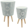 Sagebrook Home 15020-09 Set of 2 10"/12" Diamond Planter with Wood Legs, Gray