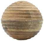 Sagebrook Home 16161-02, 6" Wooden Orb with Ridges, Natural