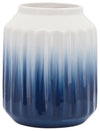 Sagebrook Home 16758-03 Ceramic 7" 2-Tone Ridged Vase, Blue/White