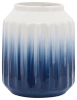 Sagebrook Home 16758-03 Ceramic 7" 2-Tone Ridged Vase, Blue/White