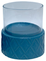 Sagebrook Home 16771-04 Turq Ceramic /Glass 5" Pillar Holder, Diamond