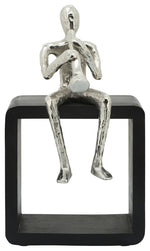 Sagebrook Home 16294-01 Metal, 12" Man With  Clarinetist, Silver
