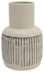 Sagebrook Home 16520-01 Ceramic 12" Tribal Vase, Ivory