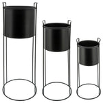 Sagebrook Home 16319 Metal Set of 3 8"/10"/12" Round Planters with Stand, Black