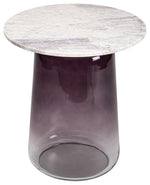 Sagebrook Home 16569-01 Marble Top, 22" Side Table Glass Base, Purple/White
