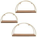 Sagebrook Home 16632 Metal/Wood, Set of 3 10"/12"/14" Wall Shelves, Brown/Golden
