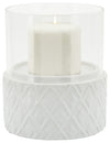 Sagebrook Home 15779-03 White Ceramic /Glass 6" Pillar Holder, Diamond