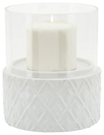 Sagebrook Home 15779-03 White Ceramic /Glass 6" Pillar Holder, Diamond