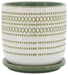 Sagebrook Home 16400-06 Ceramic 6" Planter With  Saucer Olive