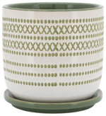 Sagebrook Home 16400-06 Ceramic 6" Planter With  Saucer Olive