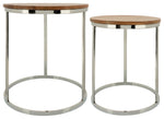 Sagebrook Home 16222-01 Metal, Set of 2 Side Tables With Wooden Top, Silver