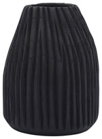 Sagebrook Home 15716-01 Wood, 8" Ridged Vase, Black