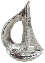 Sagebrook Home 16701-01 Ceramic 9" Scratched Boat Deco, Silver