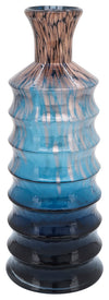 Sagebrook Home 16696-01 Glass, 19" Riged Vase With Gold Detail, Turq