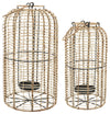 Sagebrook Home 16470 Rattan, Set of 2, 15"/18" Hurricane Candle Holder