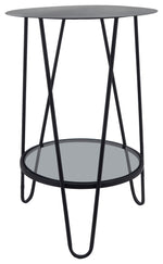 Sagebrook Home 16541 Metal, 23" 2-Layered Side Table Glass Bottom, Black
