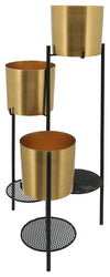Sagebrook Home 16528 Metal, 32" 3-Layered Folding Planters, Gold/Black