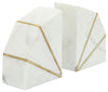 Sagebrook Home 15980 Set of 2 Marble 4" Accent Bookends With Gold Inlays, White