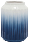 Sagebrook Home 16758-02 Ceramic, 9" 2-Tone Ridged Vase, Blue/White