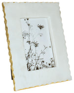Sagebrook Home 16794-01 Marble, 4"x6" Jagged Photo Frame with Gold Trim, White