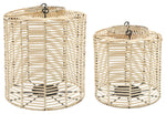 Sagebrook Home 16471 Rattan, Set of 2 10/13" Hurricane Candle Holder, Nat