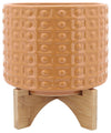 Sagebrook Home 15056-08 Ceramic, 8" Dotted Planter with Stand, Terracotta