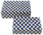 Sagebrook Home 17035 Resin, Set of 2 10/12" Harlequin Boxes, Blue/White