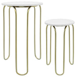 Sagebrook Home 16423 Metal, Set of 2 22/28" End Tables, White/Gold