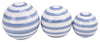 Sagebrook Home 16551-02 Ceramic Set of 3 Striped Orbs, 4/5/6" Blue