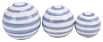 Sagebrook Home 16551-02 Ceramic Set of 3 Striped Orbs, 4/5/6" Blue