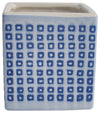 Sagebrook Home 15428-12 Ceramic 4" Square Dotted Pen Holder, Blue